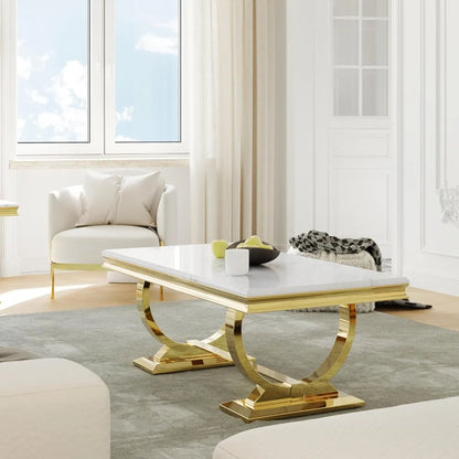 Coffee Table, Rectangle Marble Living Room Tea Table, Elegant Coffee Table for Living Room, Guest Hall