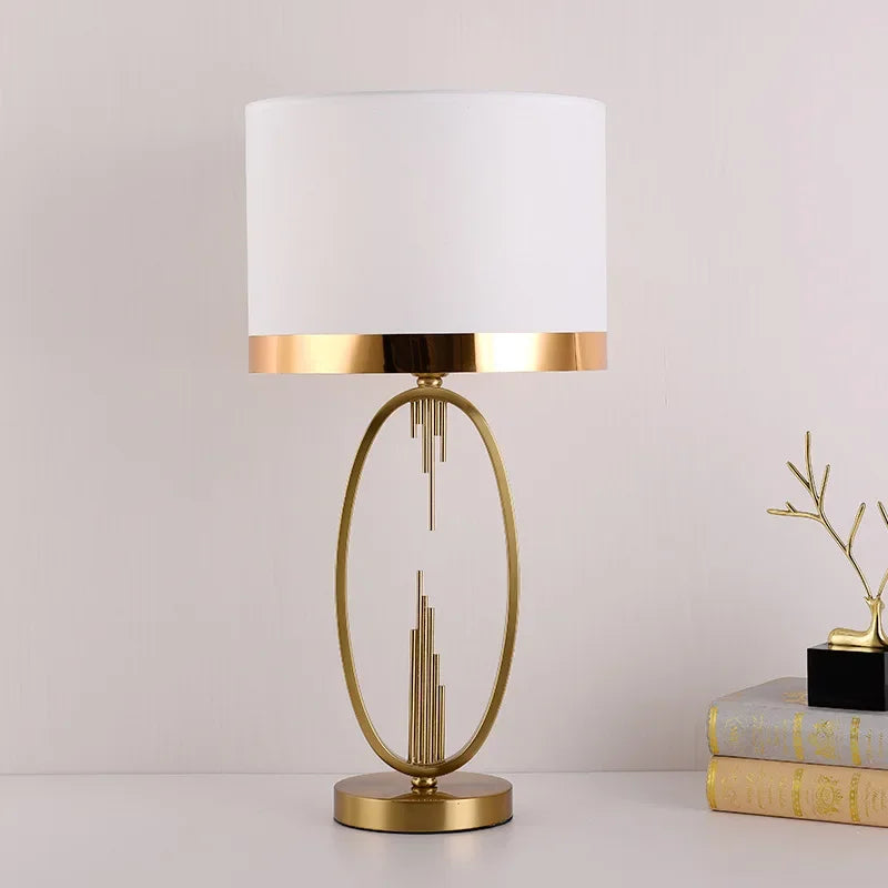 Post Modern Metal Table Lamp Creative European Hotel Living Room Study Bedroom Bedside Decorative Desk Lamp cloth Large Size