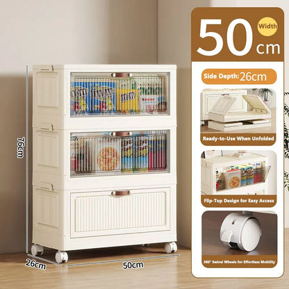 Multilayer Folding Storage Cabinet Multifunction Dustproof Wardrobe Easy-to-Install Closet Organizer for Sundries Locker