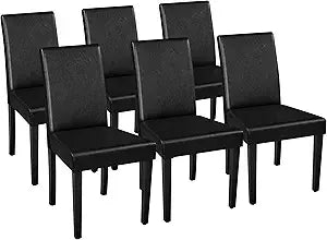 Dining Chairs Set of 6 Faux Leather Modern Dining Room Chairs with Rubberwood Legs and Padded Seat for Kitchen/Living Room/Rest