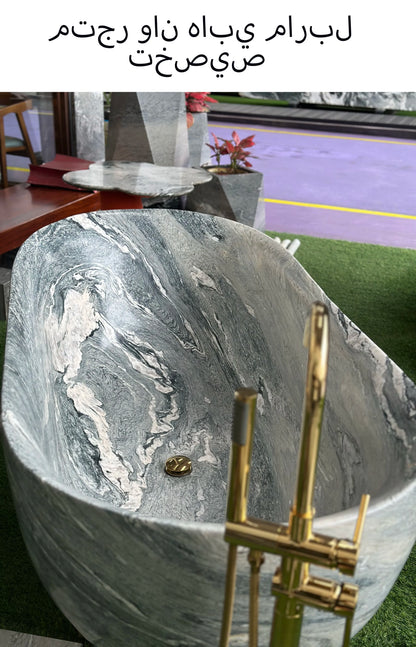 Custom Luxury Marble Bathtub-Hand Carved Solid Stone Bathtub, Independent Bathtub for Master Bathroom and Designed Centerpiece
