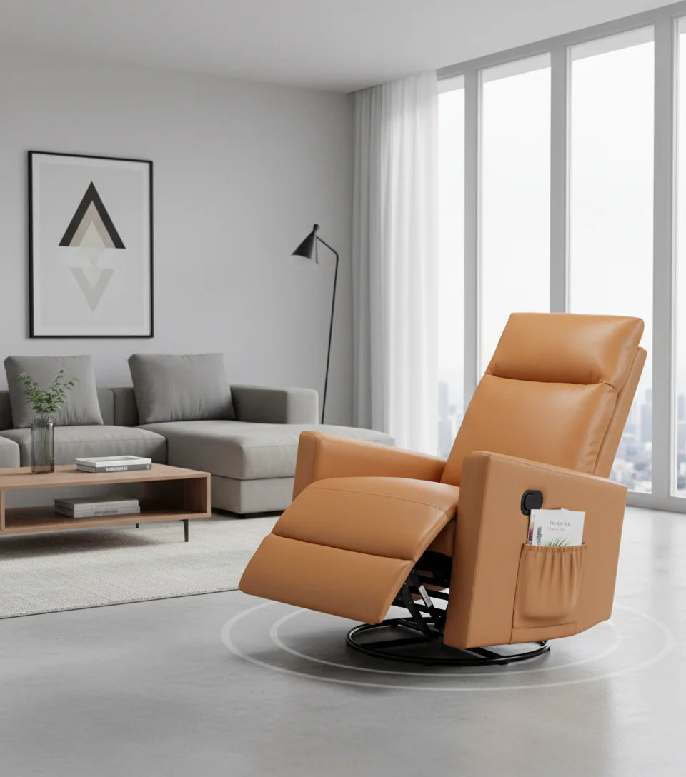 Swivel Rocker Recliner Chair for Adults Comfortable Upholstered Glider with High Back and Deep Seat for Living Room Furniture
