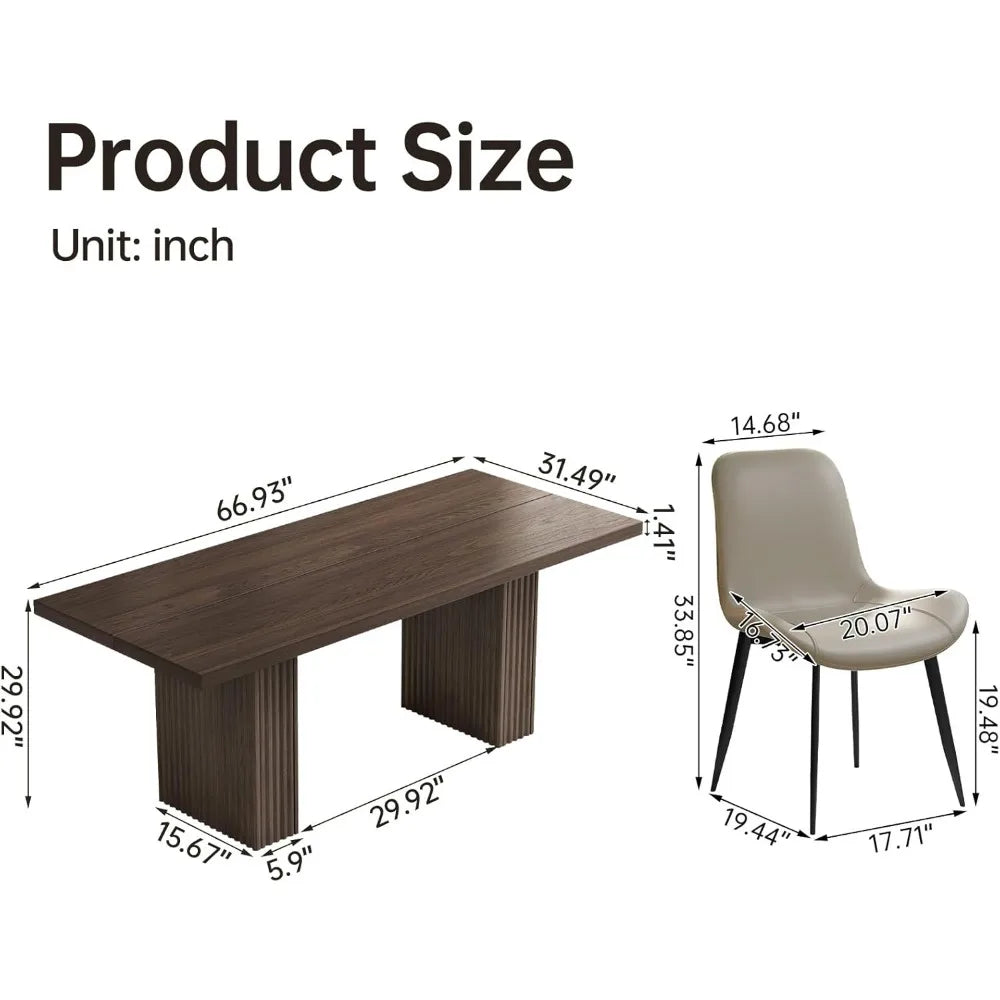 9-Piece Modern Dining Table Set, 66.93" Rectangular Kitchen Table with 8 Chairs, Long Dining Room Table for Living Room, Office,