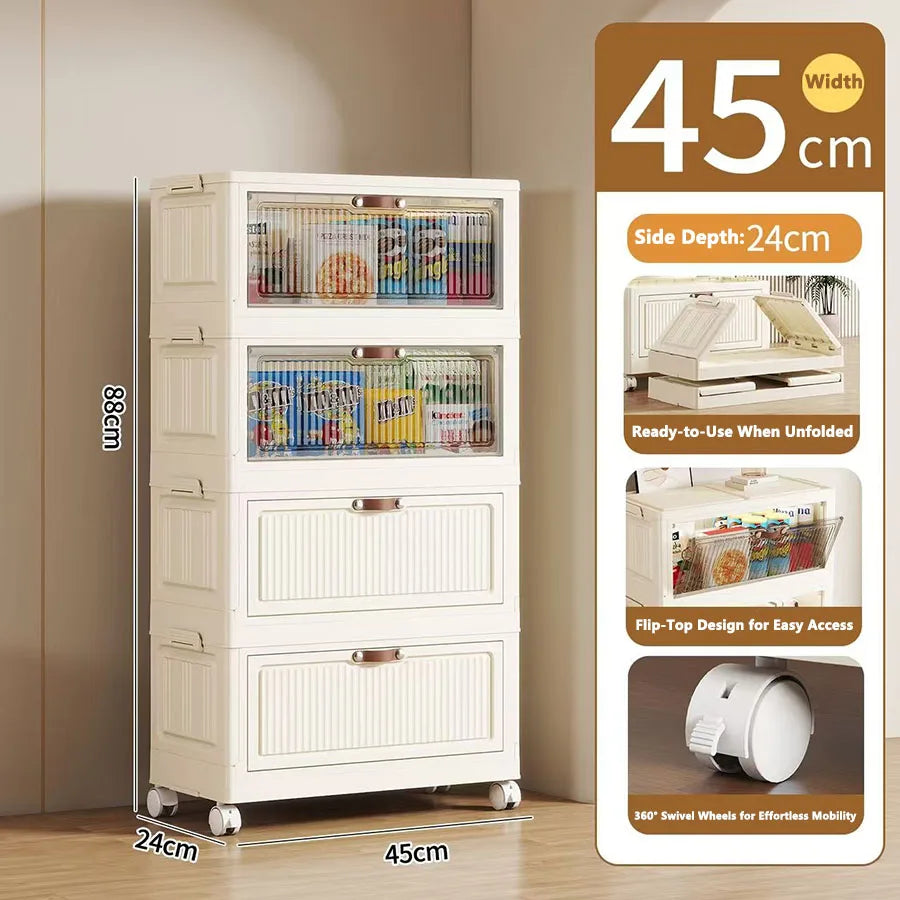 Multilayer Folding Storage Cabinet Multifunction Dustproof Wardrobe Easy-to-Install Closet Organizer for Sundries Locker