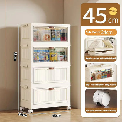 Multilayer Folding Storage Cabinet Multifunction Dustproof Wardrobe Easy-to-Install Closet Organizer for Sundries Locker