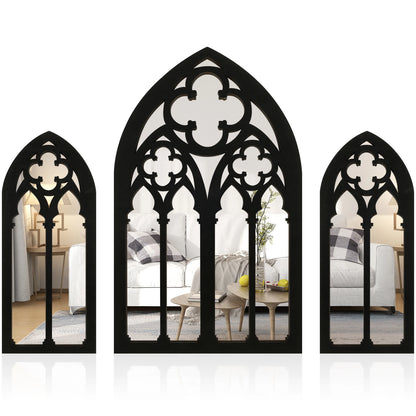 3-piece set of acrylic Gothic cathedral window mirrors Baroque home decoration wall mirrors suitable for living rooms