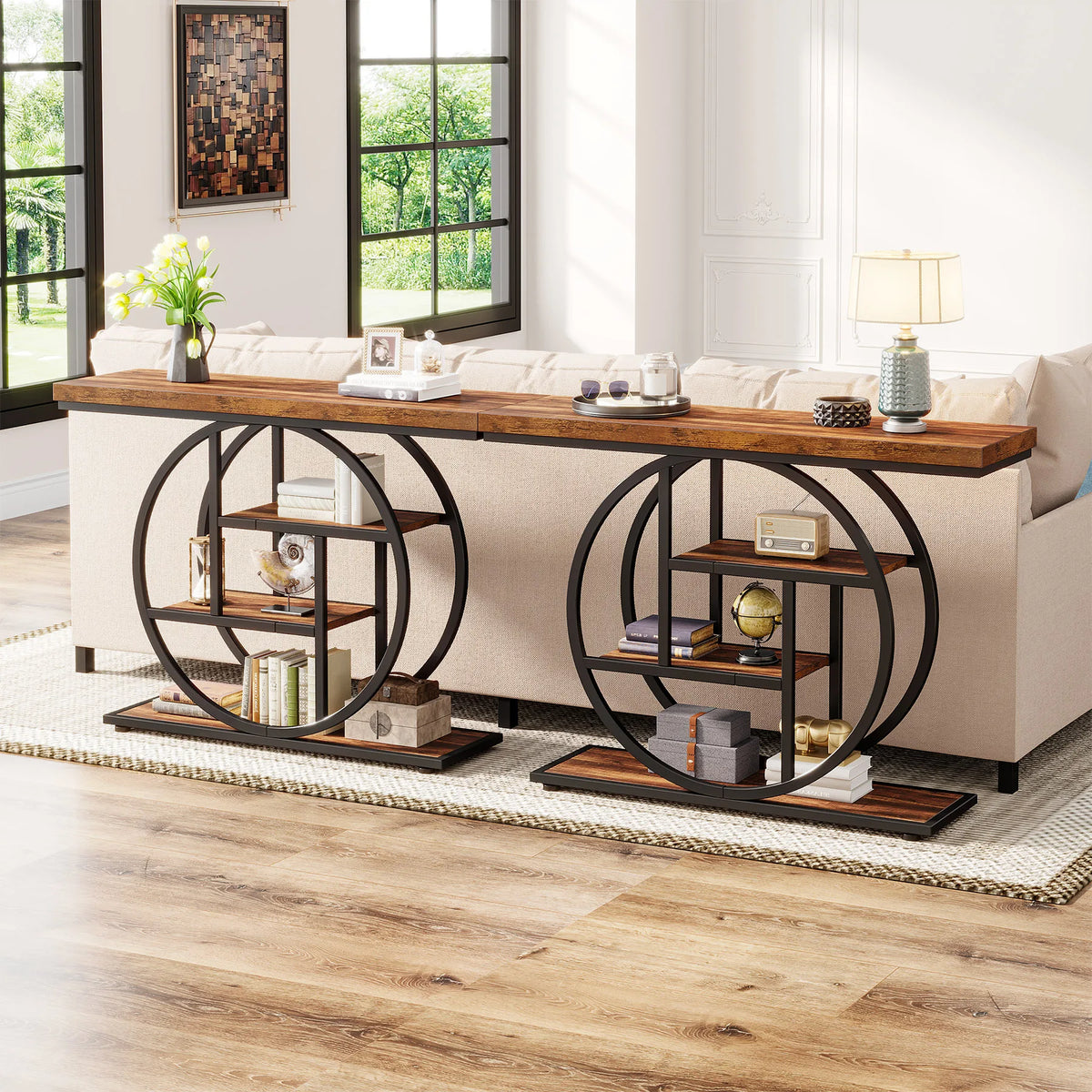 4 Way Table Console Table, 4-Tier Entryway Table, 41.3-Inch Industrial Sofa Table ...