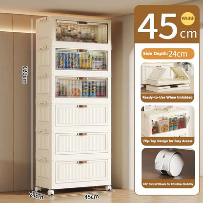 Multilayer Folding Storage Cabinet Multifunction Dustproof Wardrobe Easy-to-Install Closet Organizer for Sundries Locker