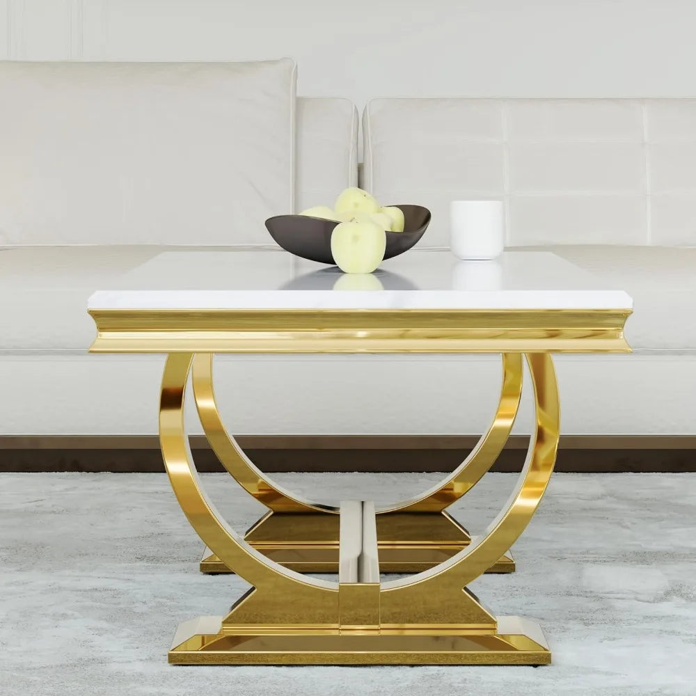 Coffee Table, Rectangle Marble Living Room Tea Table, Elegant Coffee Table for Living Room, Guest Hall