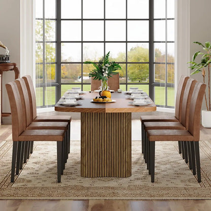 79" Dining Table Set for 8,Large Rectangular Dining Table Set for 8 with Cushioned Chairs,Modern Mid-Century Wood, Custom