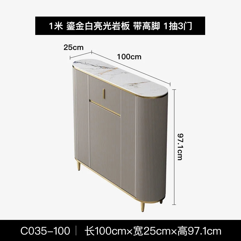 Ultra-thin dining side cabinet, light luxury style small apartment, entrance cabinet, modern simple rock slab living room