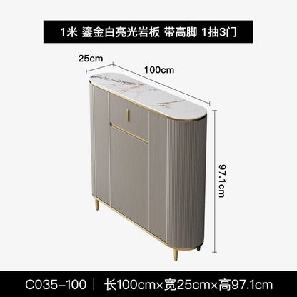 Ultra-thin dining side cabinet, light luxury style small apartment, entrance cabinet, modern simple rock slab living room