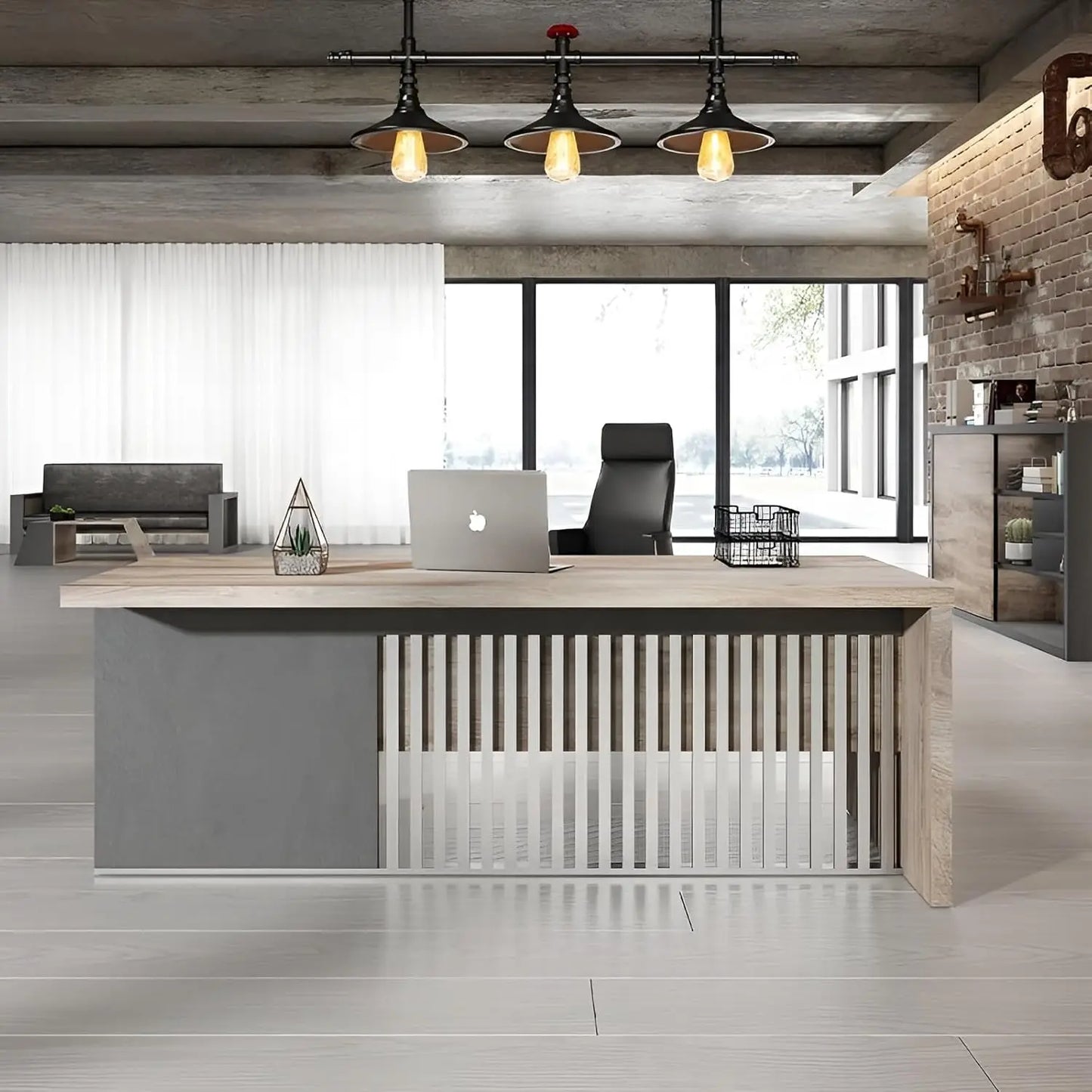 63in Modern Executive Office Desk Computer Writing Desk for Home Office Business Furniture Desk Workstation Stainless Steels